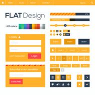 Flat web and mobile design elements buttons icons Website template