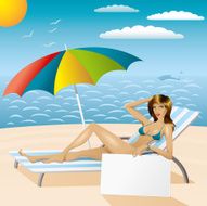 sexy woman in bikini on the beach with epmty board