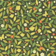 Colorful garden branches seamless pattern