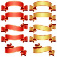 Red and golden banners set