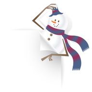 Christmas Snowman and blank sign showing something by index finger N2