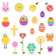 Easter Holiday Icon Set Design Elements In Multi Colored