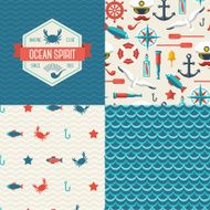 Seamless patterns of marine symbols and label N4