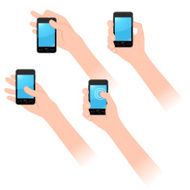 Hands holding smartphone and touching the screen