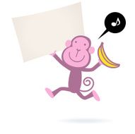 monkey holding a blank sign for your message N3