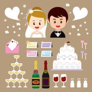 Wedding party icon set 01