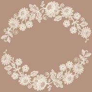 White Lace Flower Garland Beige Background