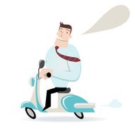 Businessman( teacher ) Riding A Motorcycle N2