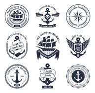 Vintage Retro Nautical Badges And Labels N3