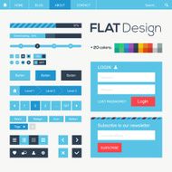 Flat web and mobile design elements buttons icons Website template N2