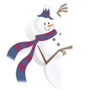 Christmas Snowman and blank sign showing something by index finger N3