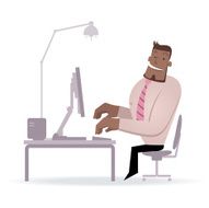Businessman working in front of a computer ( work satisfaction ) N2