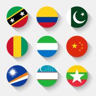 Flags of the world round buttons