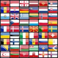 Elements of design icons flags the countries Europe
