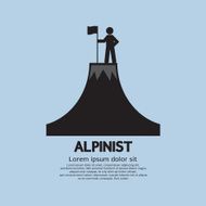 Alpinist Standing On The Top Of Mountain