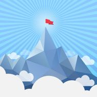 Flag on the top of mountain - Vector