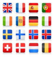 Square flag icons - Western and Nothern Europe