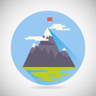 Achievement Top Point Flag Goal Symbol Mountain clouds grass land