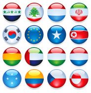 World Flag Buttons Three