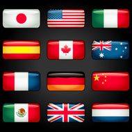 International Flag Buttons