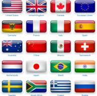 Button flags most popular countries