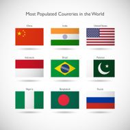 Flags of the most populated countries in world