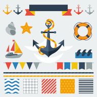 Collection of nautical symbols icons and elements