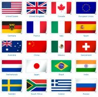 Sticker flags most popular countries