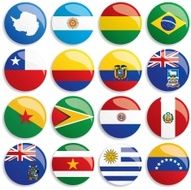 Antarctica &amp; South America flags buttons