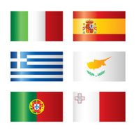 Glossy flags set - Southern Europe