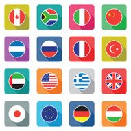 colourful flat world flag icons