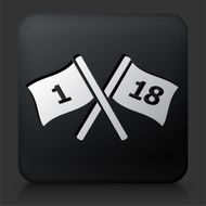 Black Square Button with Golf Flags