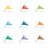 Colorful Flag Thumbtack Set With Shadows