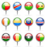 Round flag pins - Africa