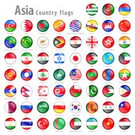 Asian National Flag Buttons Set