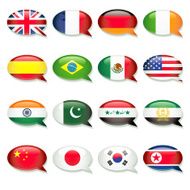 Foreign language flag bubbles