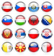 Round Chrome Flag Icon Collection - Central and Southern Europe