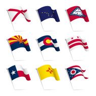 US States flags waving N2