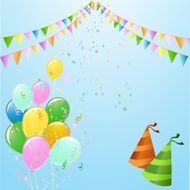 Celebration with colourful balloons and flags