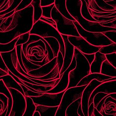 beautiful seamless pattern in roses with contours