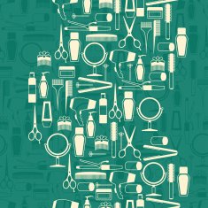 Hairdressing tools seamless pattern in retro style N9