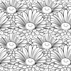 seamless background with monochrome black and white flowers N2