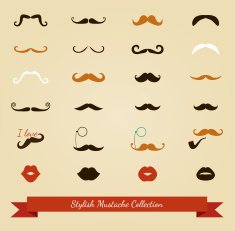 Vector colorful mustache icon set N2