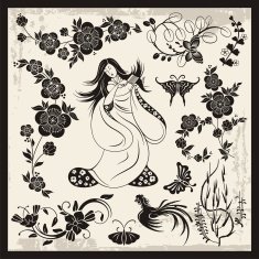 Japanese Traditional Ornaments Vector Set N4