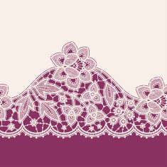 Beige Lace Seamless Pattern Purple Background Horizontal Ribbon