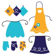 Retro apron set isolated on white