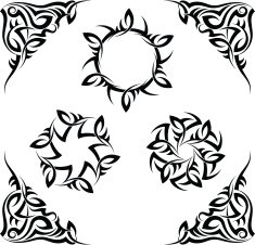 tattoo set Frame Corner sun