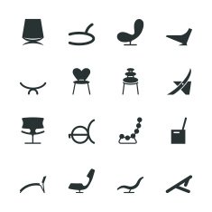 Chair Design Silhouette Icons