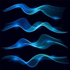 Set of blue smoke wave in dark background N2