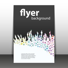 Flyer of people at a party made polka dot and black paper